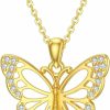 Necklaces | DOVRAN Dovran 14K Gold Butterfly Necklace For Women Fine Filigree Gold Butterfly Pendant Jewelry Gift For Women Girls