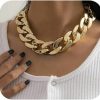 Necklaces | Girlssory Girlssory Punk Cuban Link Chain Choker Necklace Plastic Chunky Curb Chain Necklace Chic Layered Clavicle Necklace Hiphop Accessories For Women And Girls