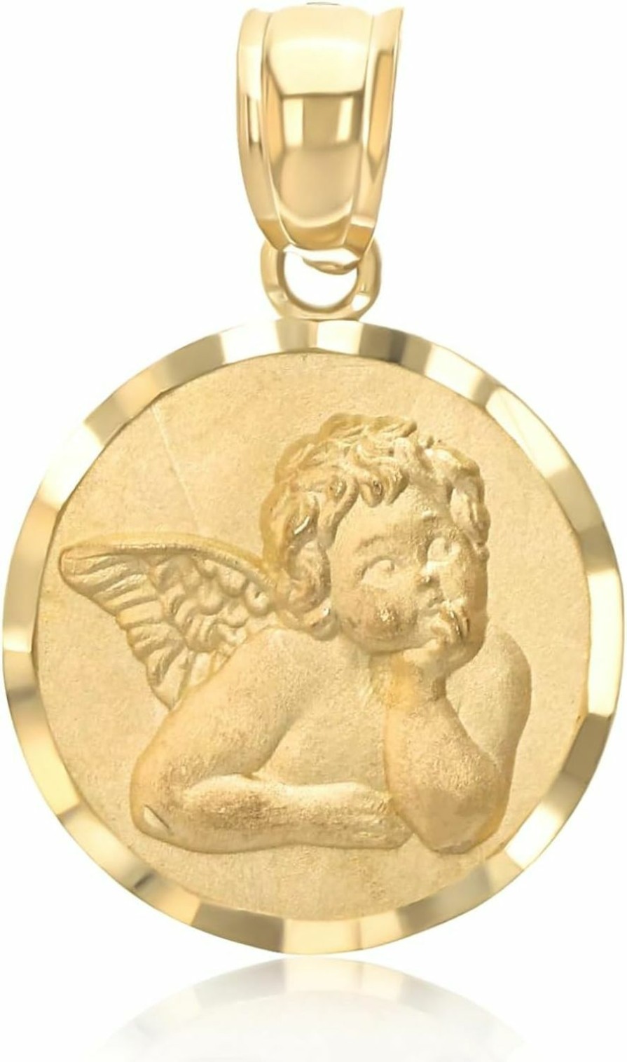 Necklaces | Ioka Ioka - 14K Gold Guardian Angel Pendant Religious Little Cherub Charm (Small Or Large)