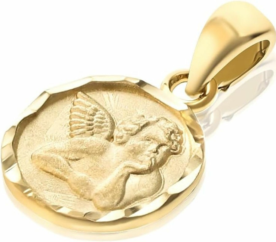 Necklaces | Ioka Ioka - 14K Gold Guardian Angel Pendant Religious Little Cherub Charm (Small Or Large)