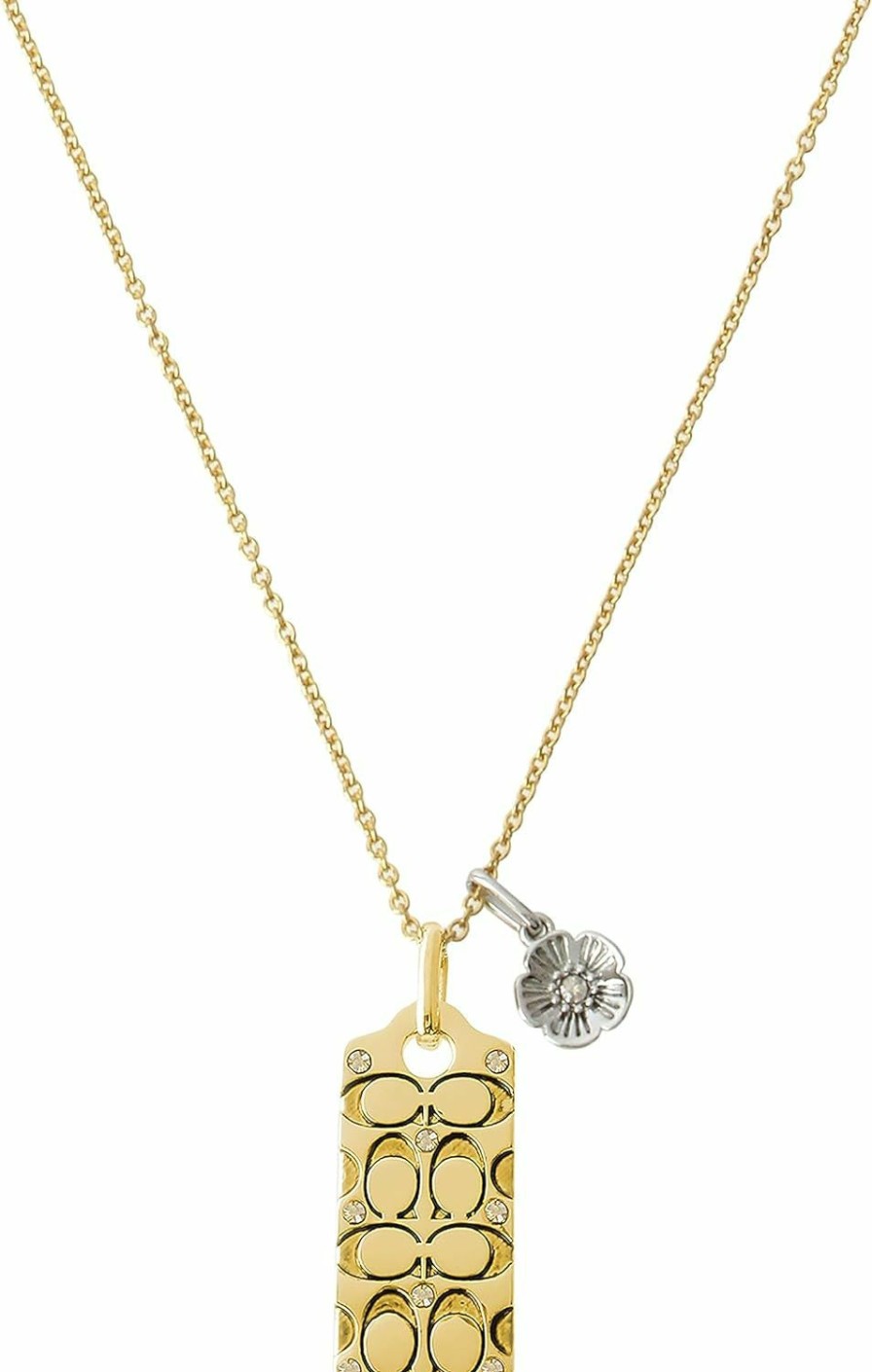 Necklaces | Amazon Coach Quilted C Tag Pendant Necklace