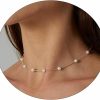 Necklaces | ASCOMY Ascomy Dainty Pearl Necklaces For Women 14K Gold Plated Chunky Half Pearl Half Chain Toggle Necklace Minimalist Pearl Cuban Paper Clip Toggle Clasp Chain Everyday Jewelry