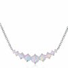 Necklaces | Barzel Barzel 18K White Gold Plated Or Rose Gold Plated Created White Opal Graduated Necklace