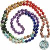 Necklaces | Bivei Bivei 7 Chakra 108 Mala Beads Bracelet Real Healing Gemstone Yoga Meditation Hand Knotted Mala Prayer Bead Necklace