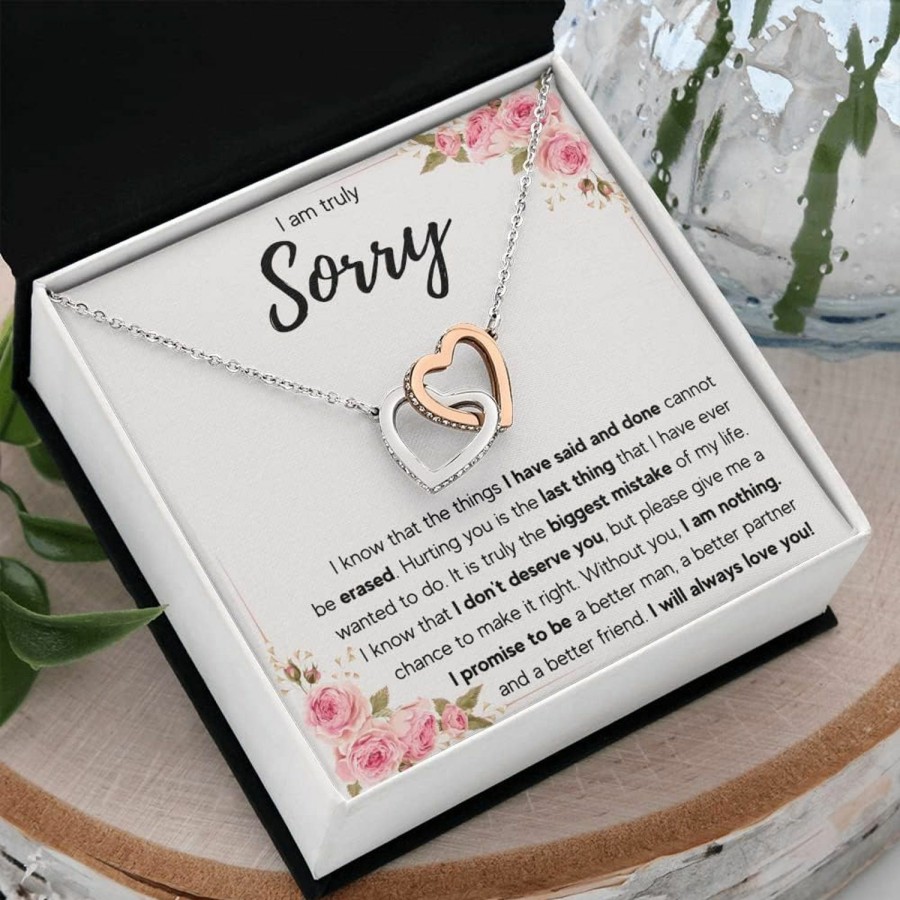 Necklaces | FG Family Gift Mall Fg Family Gift Mall Im Sorry Gifts For Her, Apology Gifts For Her, I Love You I'M Sorry Gift, Giant Sorry Forgiveness Necklace With Message Card And Gift Box