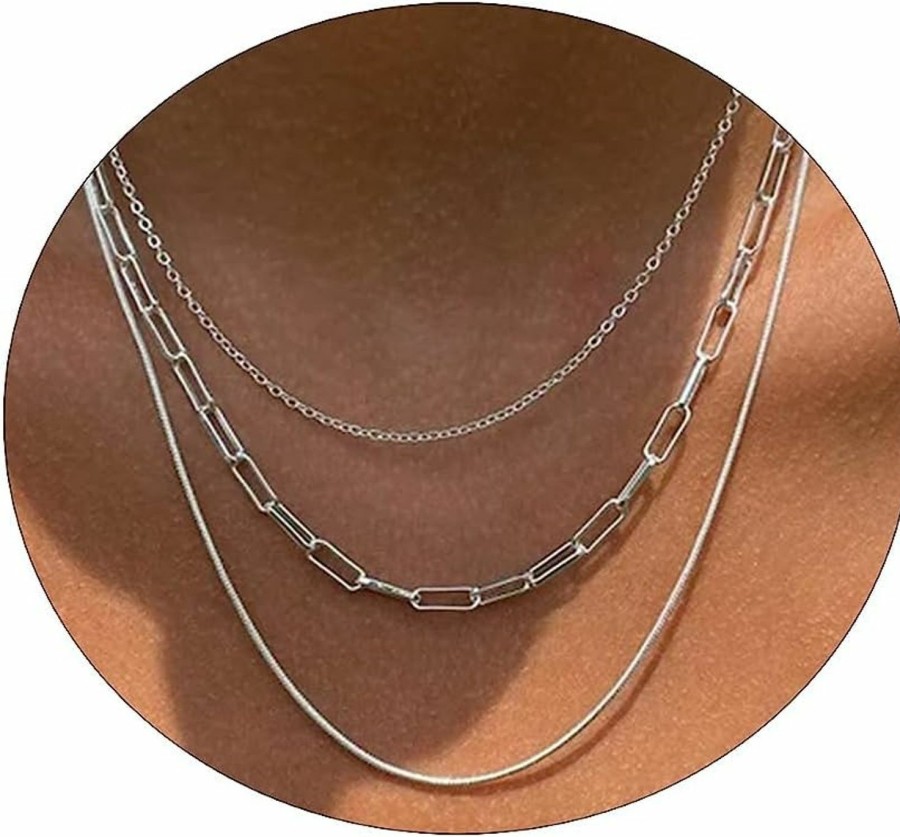 Necklaces | LEXODY Lexody Stackable Necklaces For Women 14K Gold Plated Layered Gold Necklaces Dainty Gold Necklace Dot Thin Paperclip Snake Chain Choker Necklace For Women Shine Jewelry Gifts For Girls