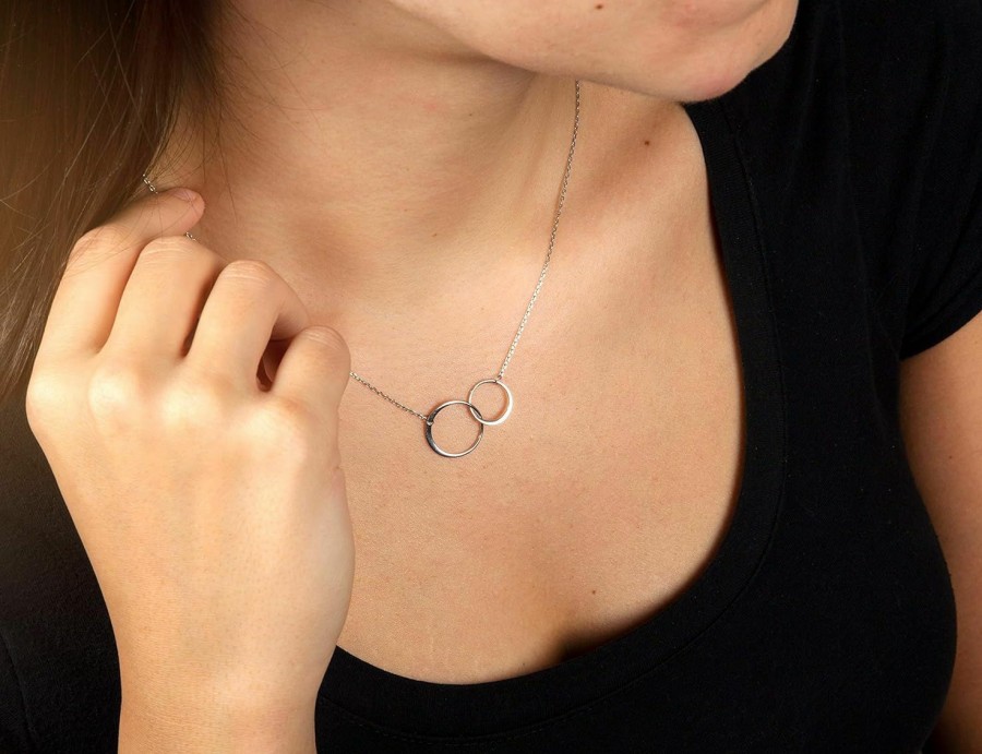 Necklaces | Suavell Suavell Mother Son Necklace. Sterling Silver Double Circle Necklace For Women. Mothers Day Gifts From Son. Mother Son Gifts For Mom And Sentimental Mom Birthday Gifts. Interlocking Circle Necklace