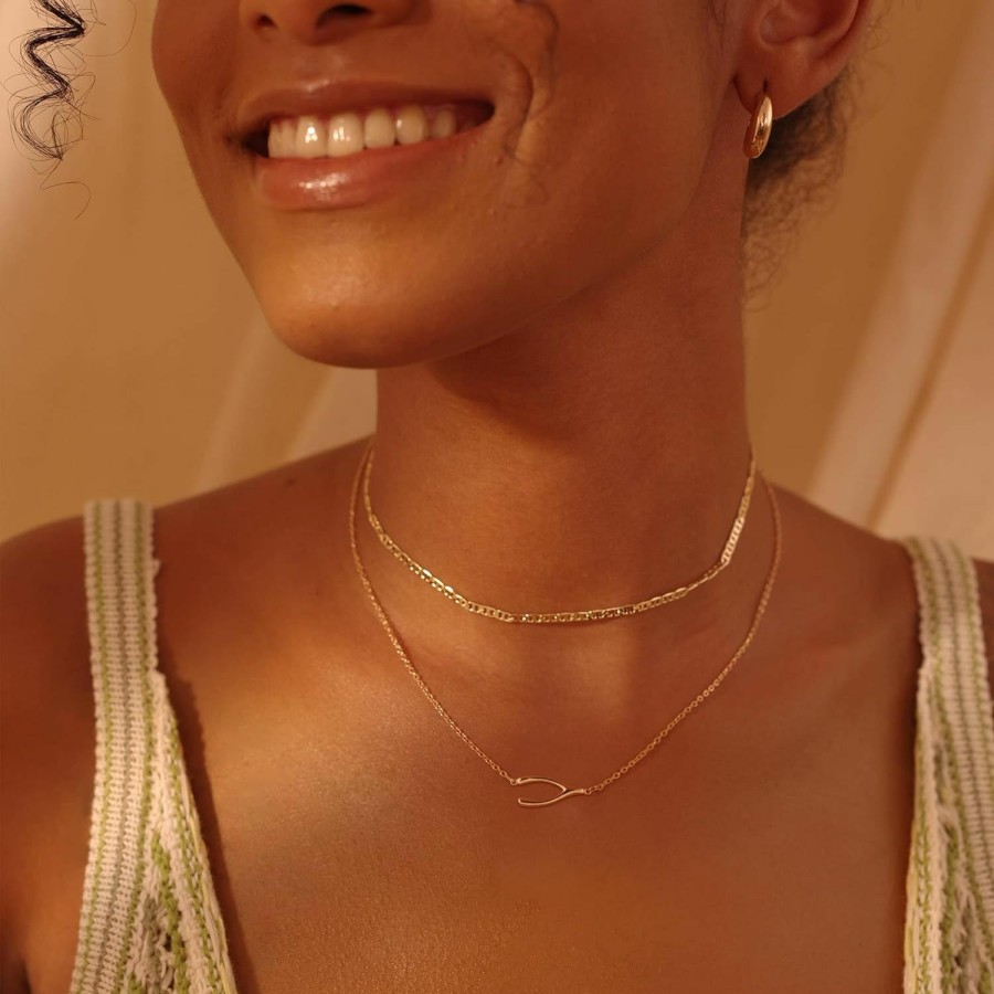 Necklaces | Fettero Fettero Gold Chain Choker Necklace,14K Gold Plated Dainty Cute Lip Chain Long Necklace Delicate Fashion Choker Necklace Jewelry Gift For Women