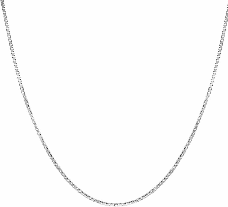 Necklaces | Honolulu Jewelry Company Sterling Silver Chain Necklace For Women Box 1Mm Tarnish Resistant Responsibly Sourced - Non-Migrating Clasp Design - Sterling Silver Chain Necklace - Italian Made In Italy - Quality Durable Sturdy 1Mm Chain For Women - Quality Gift Box - 925 Sterling Silver Chain Necklace, 14" - 36"