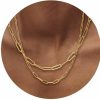 Necklaces | RWQIAN Rwqian 18K Gold Paperclip Chain Link Necklace Dainty Paperclip Link Chain Layered Necklace Oval Link Chains Necklaces Set For Women Girls