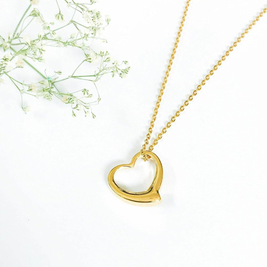 Necklaces | Altitude Boutique Altitude Boutique Open Heart Necklace For Women Floating Heart Necklace Hypoallergenic Simple Heart Necklace For Girls I Love You Necklace (Gold, Rose Gold, Silver)