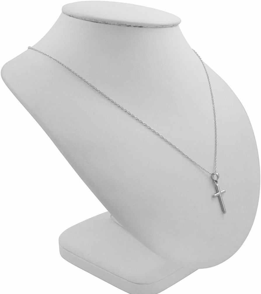 Necklaces | Amanda Rose Collection Amanda Rose Collection 14K White Gold Petite Cross Pendant Necklace On A 14K White Gold Chain (18 Or 20 Inch)