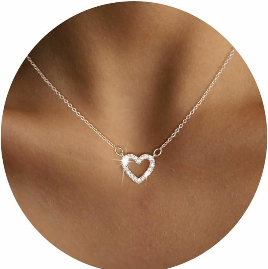 Necklaces | Picuzzy Picuzzy Heart Necklaces For Women, 14K Gold/Sterling Silver Heart Necklace Cute Dainty Heart Pendant Necklace Simple Choker Necklaces For Women Trendy Jewelry Gifts For Teen Girls