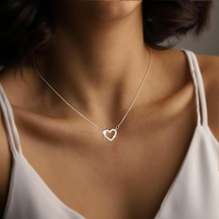 Necklaces | Picuzzy Picuzzy Heart Necklaces For Women, 14K Gold/Sterling Silver Heart Necklace Cute Dainty Heart Pendant Necklace Simple Choker Necklaces For Women Trendy Jewelry Gifts For Teen Girls