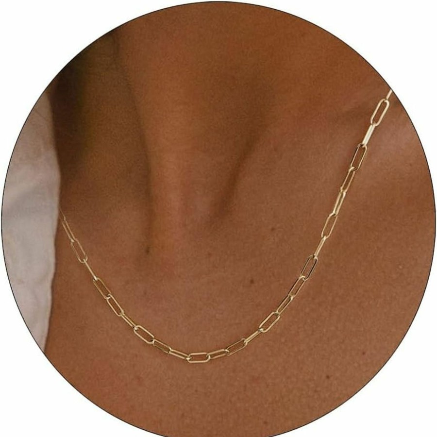 Necklaces | Vavily Vavily Minimalist Thin Gold Chain 18K Gold Thin Box Chain Necklace Short Small Gold Chain Choker Necklaces For Women