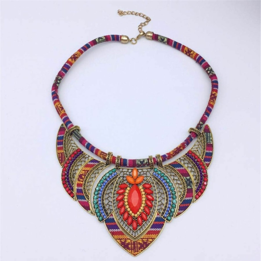 Necklaces | YAZILIND Yazilind Ethnic Style Chunky Colorful Collar Festival Tribal Beaded Bib Choker Costume Necklace