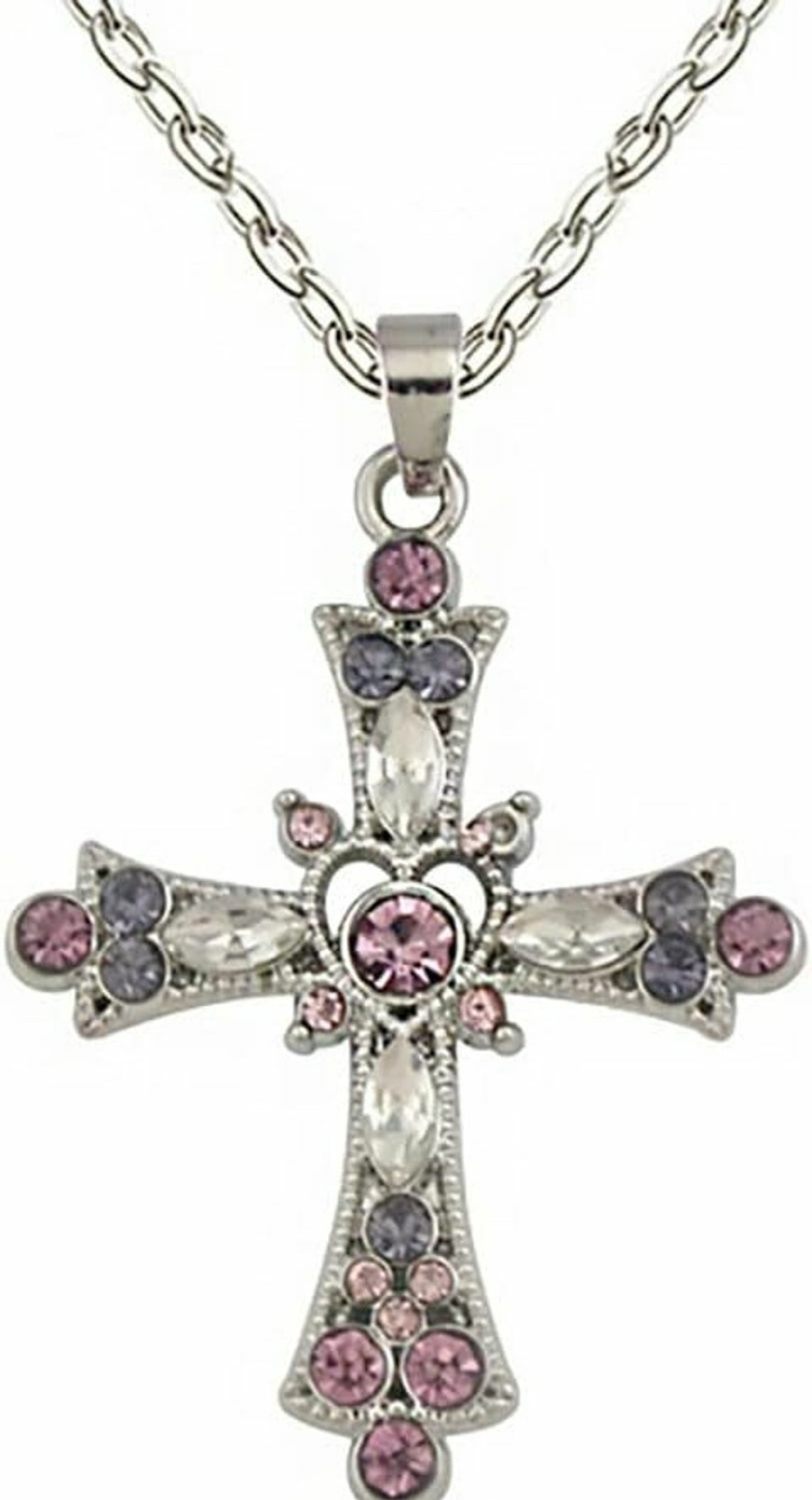 Necklaces | Yuoos Gstarl Pink Crystal Cross Pendant Necklace Gothic Punk Indie Cross Zircon Choker For Egirl Eboy Woman,Silver