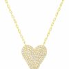 Necklaces | PORI JEWELERS Pori Jewelers 925 Sterling Silver Cubic Zirconia Pave Heart Charm Pendant Necklace - 18\" Anchor Chain