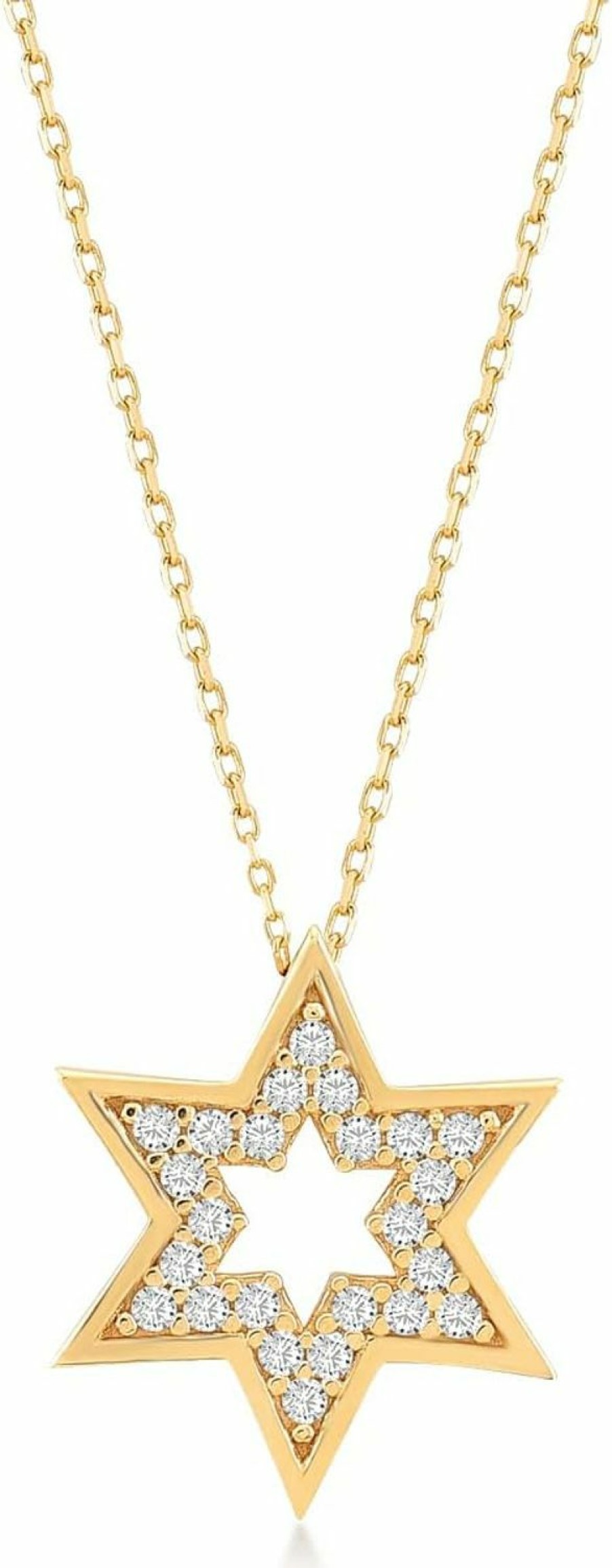 Necklaces | GELIN Star Of David Necklace In 14K Solid Gold | Jewish Star Pendant Necklace In 14K Gold | Celestial Jewelry, 18\"