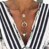 Necklaces | TWINKLEDE Twinklede Boho Layered Necklace Silver Moon Pendant Necklaces Chain Evil Eye Bull Head Necklace Jewelry For Women And Girls