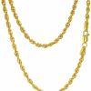 Necklaces | JEWELHEART Jewelheart 14K And 10K Real Gold Rope Chain - 2.6Mm 3.1Mm 3.5Mm 4.4Mm 4.9Mm Diamond Cut Twist Link Chain For Men - Dainty Yellow Gold Pendant Necklace For Women 16" 18" 20" 22" 24"