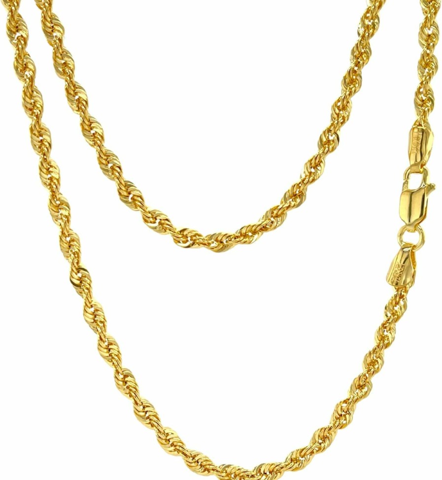 Necklaces | JEWELHEART Jewelheart 14K And 10K Real Gold Rope Chain - 2.6Mm 3.1Mm 3.5Mm 4.4Mm 4.9Mm Diamond Cut Twist Link Chain For Men - Dainty Yellow Gold Pendant Necklace For Women 16" 18" 20" 22" 24"