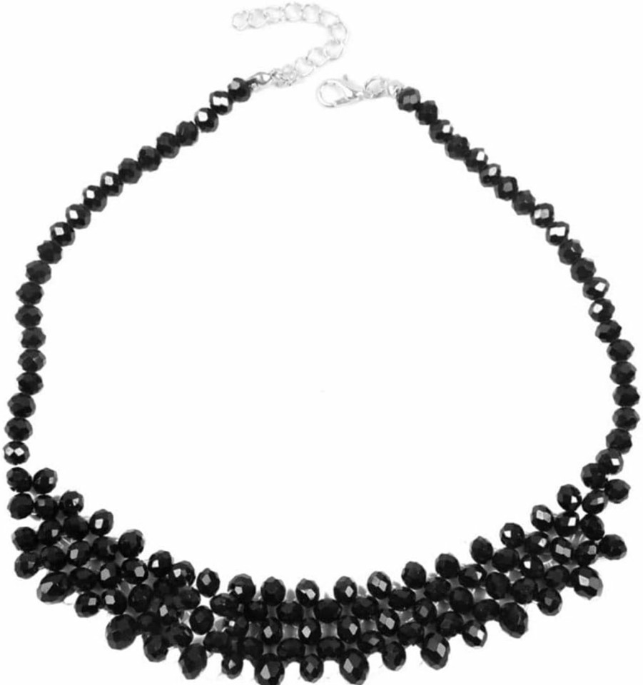 Necklaces | Bethynas Bethynas Vintage Black Crystal Choker Necklace Braided Wide Collar Necklace Sexy Diamond-Cut Crystal Necklace Prom Party Festival Accessories For Women And Girls