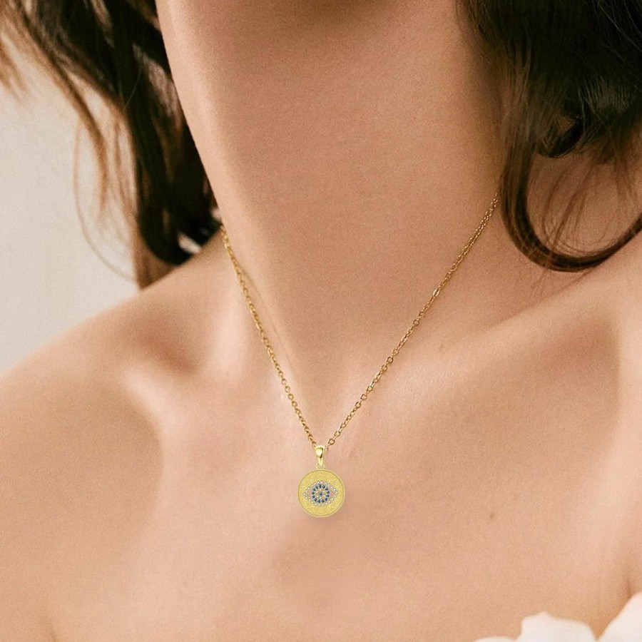 Necklaces | ELFRONT Elfront 14K Gold Coin Necklace 14K Solid Yellow Gold Tree Of Life/Sun/Evil Eye Pendant Necklace Gold Tree Of Life Jewelry For Women Girls Gifts