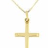 Necklaces | forme di Lucchetta Lucchetta - 14 Karat Gold Cross, Small Religious Pendant Necklace With 18 Inch Box Gold Chain, 14K Solid Cross Adjustable Necklaces For Womens Girls Baby, Italian Religious Gifts Fine Jewelry