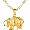 Necklaces | Barzel Barzel 18K Gold Plated Elephant Necklace With Flat Marina Chain Made In Brazil