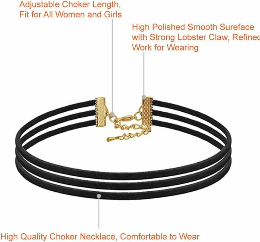 Necklaces | PAXCOO Paxcoo 10Pcs Black Velvet Choker Necklaces With A Stroage Bag For Women Girls