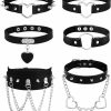 Necklaces | HAIAISO Haiaiso 6-9Pcs Leather Choker Black Punk Goth Choker Necklace Love Heart Spiked Choker Adjustable Pu Choker Collar For Women Girls