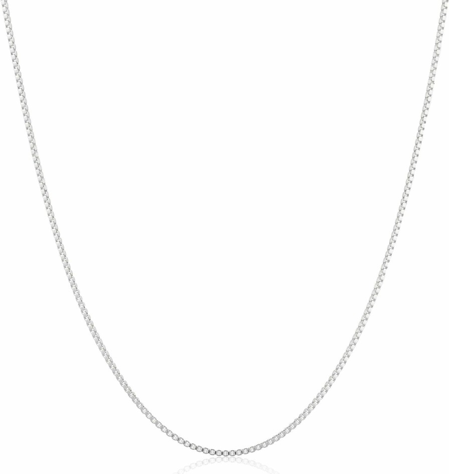 Necklaces | Amazon Essentials Amazon Essentials Sterling Silver Thin 0.8Mm Box Chain Necklace | Available In Yellow Gold Or Silver | 16", 18", 20", 24", Or 30" (Previously Amazon Collection)