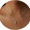 Necklaces | SUFOPE Sufope Cross Necklace For Women, 14K Gold Plated/Silver Chain Necklace Layered Dainty Sideways Cross Pendant Choker Necklace Simple Cute Jewelry For Women Christmas Day Gifts