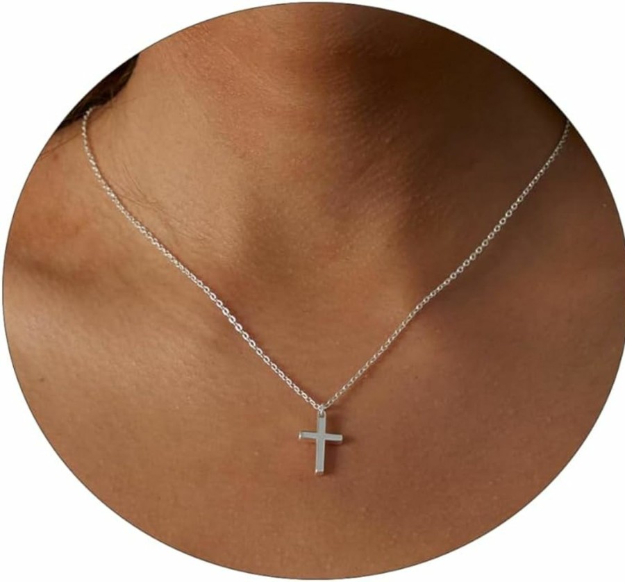 Necklaces | SUFOPE Sufope Cross Necklace For Women, 14K Gold Plated/Silver Chain Necklace Layered Dainty Sideways Cross Pendant Choker Necklace Simple Cute Jewelry For Women Christmas Day Gifts