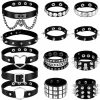 Necklaces | Cunno 13 Pcs Punk Leather Choker Necklace Bracelets Set Punk Chokers For Women Gothic Adjustable Leather Collar Spike Rivet Cuff