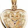 Necklaces | PicturesOnGold.com Picturesongold.Com 14K Gold Filled Floral Heart Photo Locket With Diamond - 3/4 Inch X 3/4 Inch - Includes 18 Inch Chain