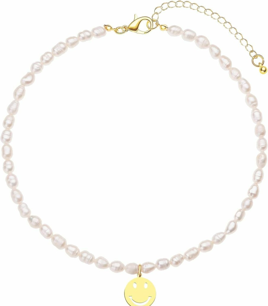 Necklaces | wgoud Wgoud Natural Freshwater Pearl Choker Necklace For Women, Trendy 14K Gold Plated Pearl Necklaces Handmade Jewelry Gift