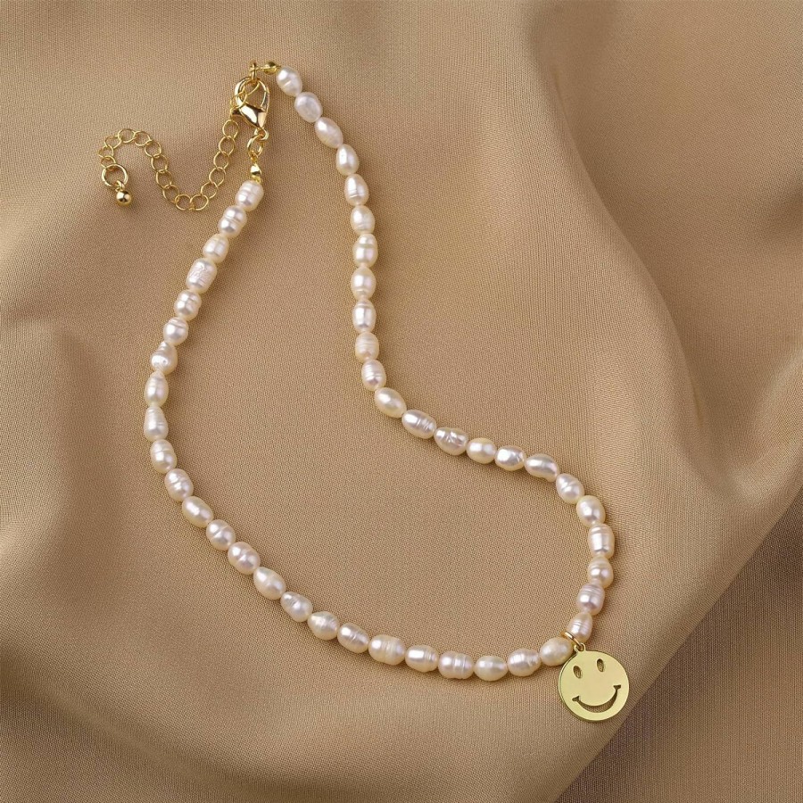 Necklaces | wgoud Wgoud Natural Freshwater Pearl Choker Necklace For Women, Trendy 14K Gold Plated Pearl Necklaces Handmade Jewelry Gift