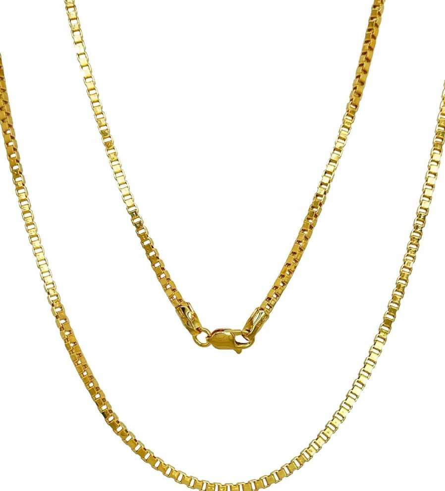 Necklaces | JEWELHEART 14K And 10K Real Gold Box Chain - 1Mm 1.5Mm 1.75Mm 2.85Mm Diamond Cut Gold Link Chain Necklace For Men - Dainty Yellow Gold Pendant Necklace For Women With Lobster Clasp 14" 16" 18" 20" 22" 24"