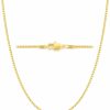 Necklaces | Jewlpire Jewlpire 1Mm Italian Solid 18K Gold Over 925 Sterling Silver Chain Necklace For Women Girls, Italian Box Chain Shiny & Sturdy & Hypoallergenic Women'S Chain Necklaces, 14 16 18 20 22 24 26 Inches