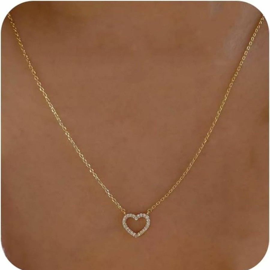 Necklaces | Poaiiu Heart Gold Choker Neckalce For Women Dainty Tiny Heart Pendant Necklace 14K Gold Plated Simple Trendy Jewelry For Teen Girls