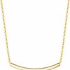 Necklaces | FANCIME Fancime 14K Real Solid Gold Smile Necklace Classic Tube Curve Bar Pendant Simple Basic Daily Wear Fine Jewelry For Women 16"+2" Extender