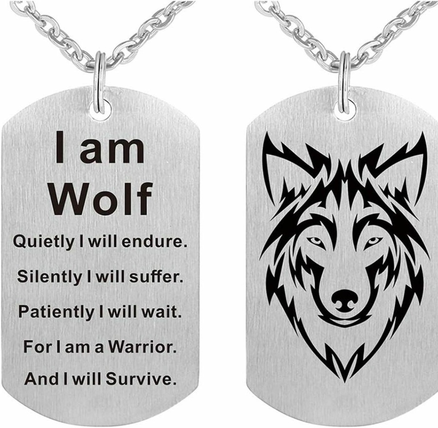 Necklaces | Kisseason Fashion Wolf Pendant Necklace I Am Wolf Fans Gift Dog Tag Jewelry Keychain