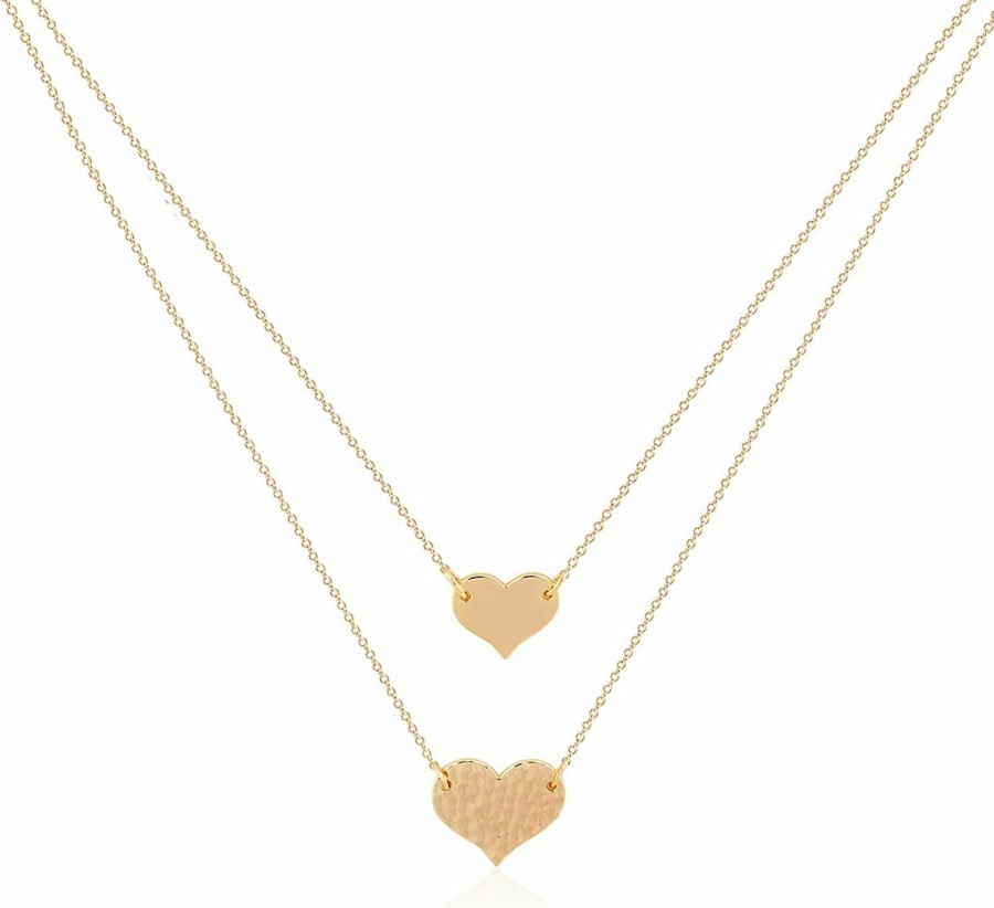 Necklaces | MEVECCO Mevecco Layered Heart Necklace Pendant Handmade 18K Gold Plated Dainty Gold Choker Arrow Bar Layering Long Necklace For Women