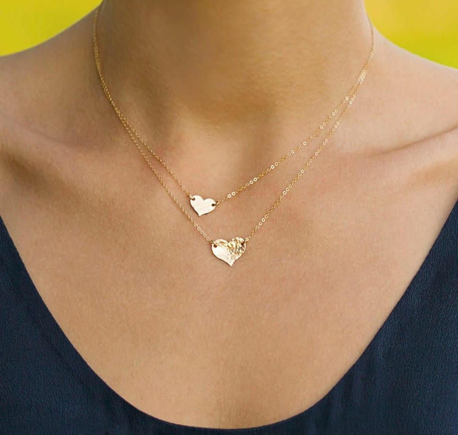 Necklaces | MEVECCO Mevecco Layered Heart Necklace Pendant Handmade 18K Gold Plated Dainty Gold Choker Arrow Bar Layering Long Necklace For Women