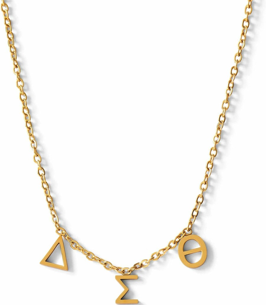 Necklaces | Sorority Shop Sorority Shop Delta Sigma Theta Necklace — Dst Name Necklace, 18K Gold Plated Sorority Gifts Necklace, Long-Lasting Delta Sigma Theta Gifts For Women