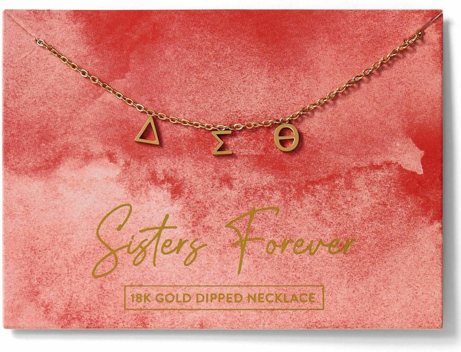 Necklaces | Sorority Shop Sorority Shop Delta Sigma Theta Necklace — Dst Name Necklace, 18K Gold Plated Sorority Gifts Necklace, Long-Lasting Delta Sigma Theta Gifts For Women