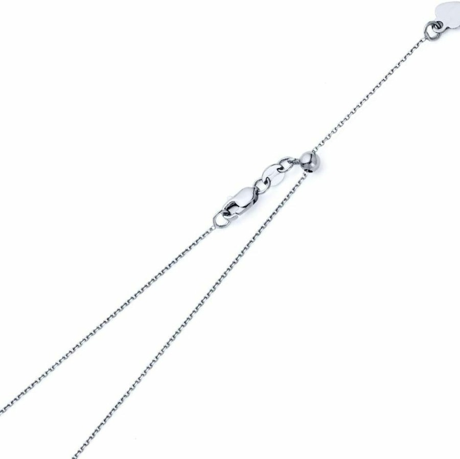 Necklaces | The World Jewelry Center The World Jewelry Center 14K Real Yellow Or White Gold Solid 1Mm Cable Link Length Adjustable Chain Necklace With Lobster Claw Clasp