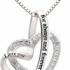 Necklaces | ALOV Alov Jewelry Sterling Silver \"I Love You For Always And Forever\" Love Heart Cubic Zirconia Necklace